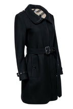 Burberry - Black Wool Blend Belted Coat Sz 8