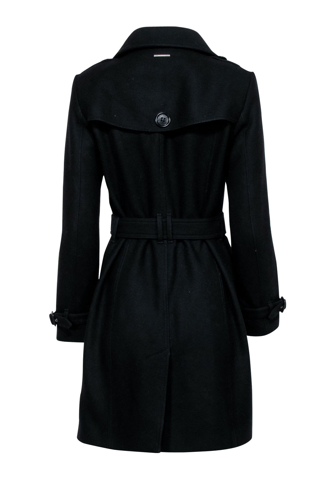 Burberry - Black Wool Blend Belted Coat Sz 8
