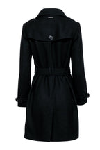 Burberry - Black Wool Blend Belted Coat Sz 8