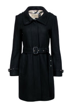 Burberry - Black Wool Blend Belted Coat Sz 8