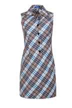 Burberry Blue Label - Light Brown, Blue & White Tartan Print Sheath Dress Sz 4
