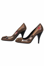 Burberry - Brown Plaid Leather Pumps w/ Buckle Detail Sz 5