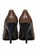 Burberry - Brown Plaid Leather Pumps w/ Buckle Detail Sz 5