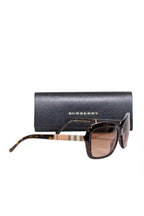 Burberry - Brown Rounded Square Sunglasses w/ Signature Plaid Sides