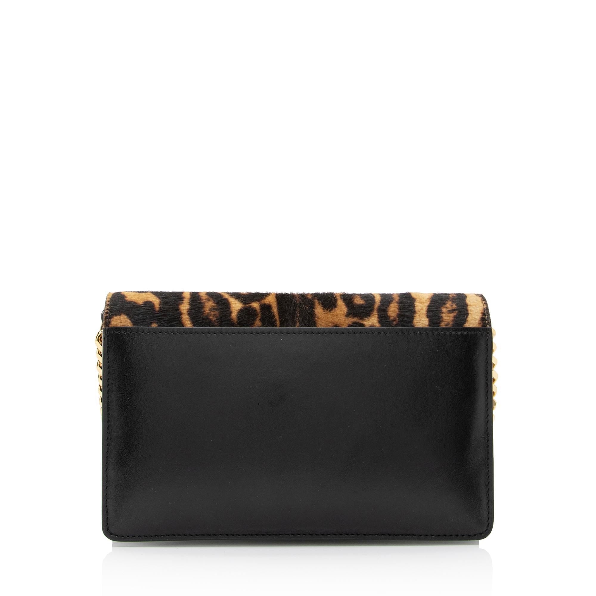 Burberry Calf Hair Leopard Print TB Carrie Chain Small Crossbody (SHF-zOZJdg)