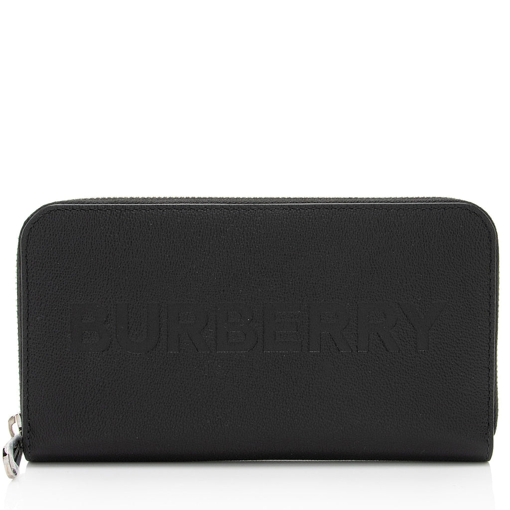 Burberry Calfskin Embossed Logo Elmore Zip Around Wallet (SHF-s1Fg80)