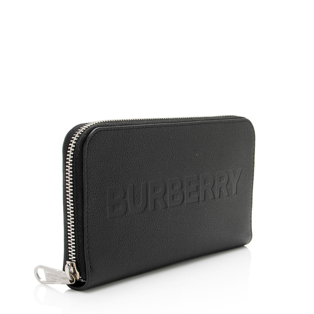 Burberry Calfskin Embossed Logo Elmore Zip Around Wallet (SHF-s1Fg80)