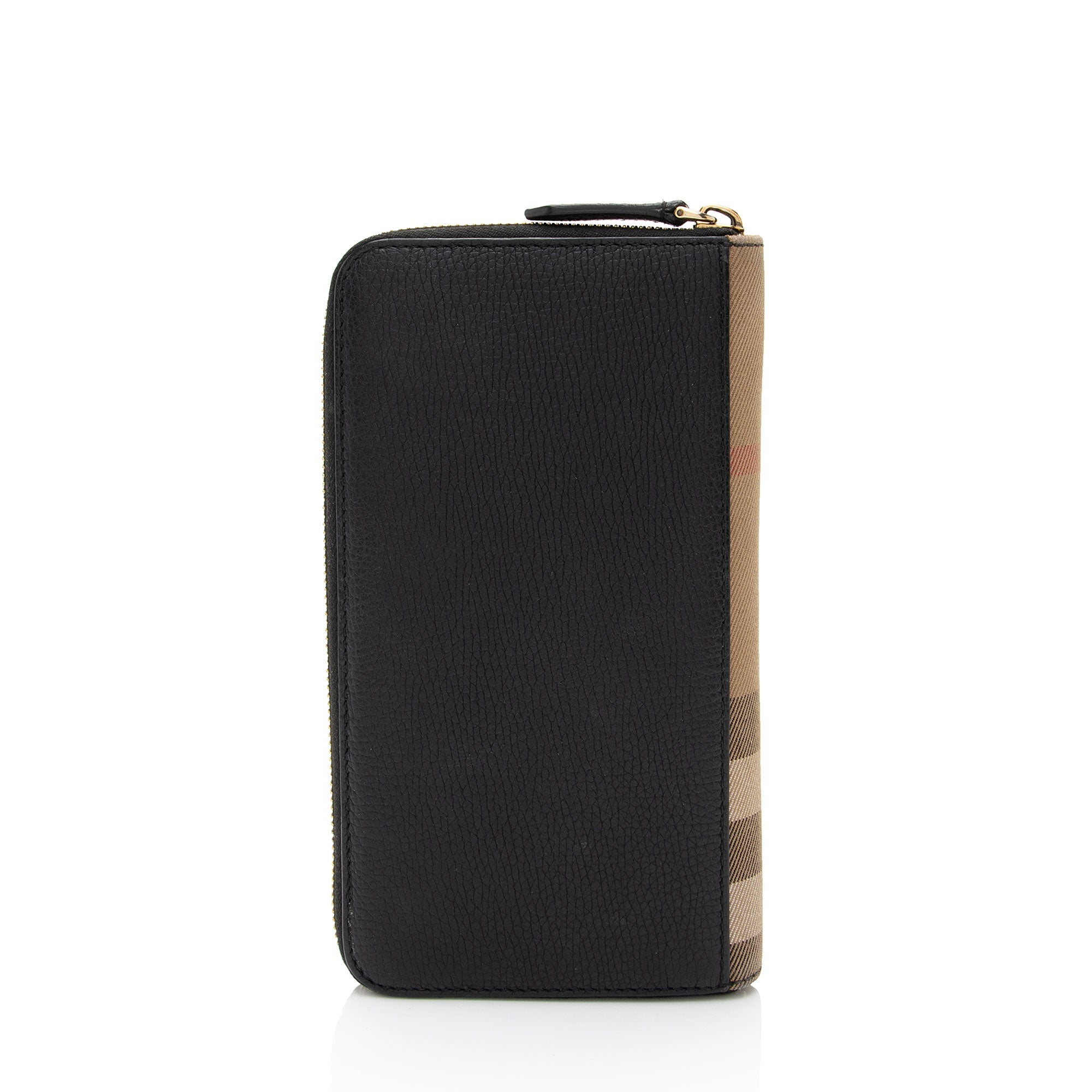 Burberry Calfskin House Check Renfrew Zip Around Wallet (SHF-B5VVSw)
