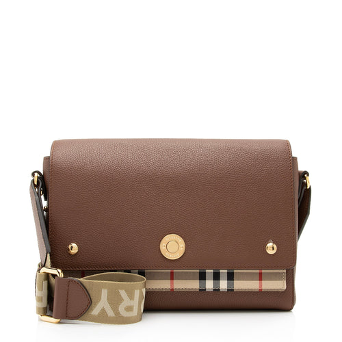 Burberry Calfskin Vintage Check Note Bag (SHF-vpM9p4)