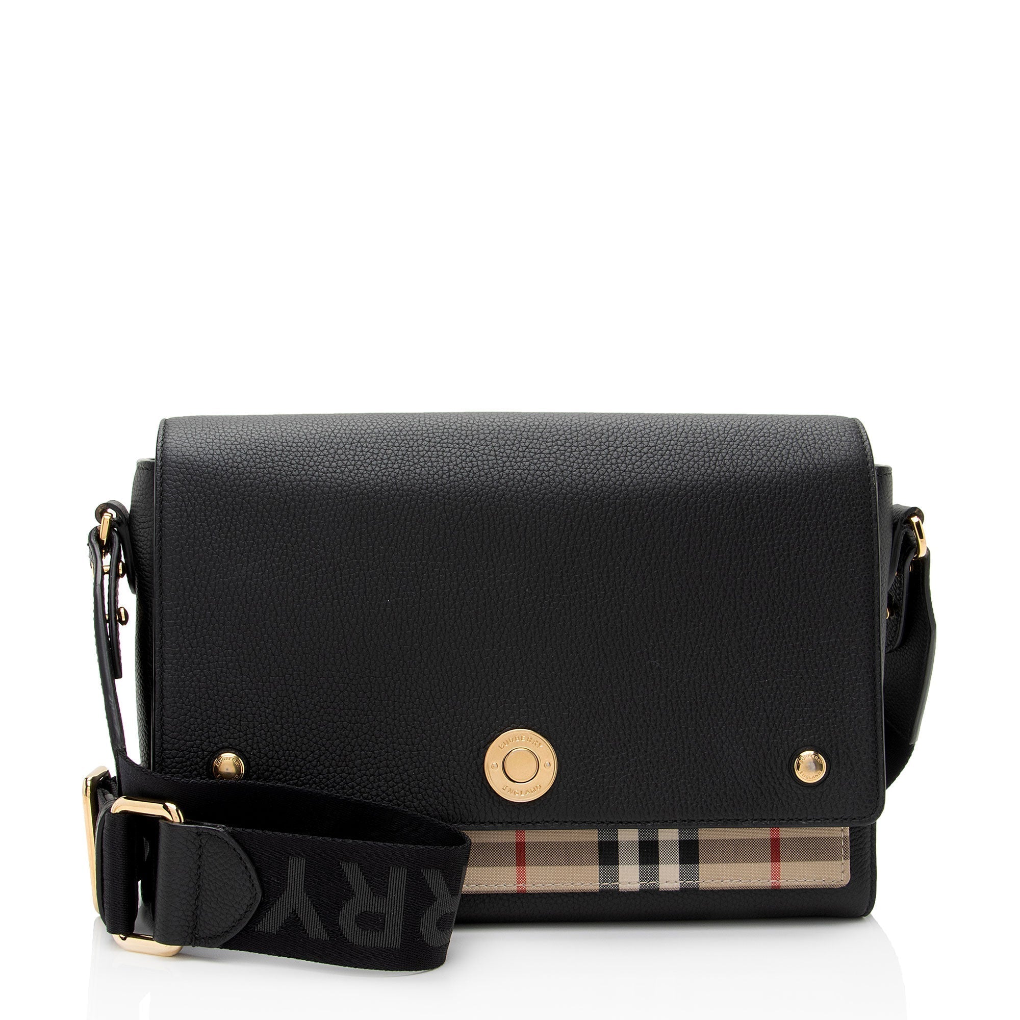 Burberry Calfskin Vintage Check Note Bag (SHF-z0IcUr)