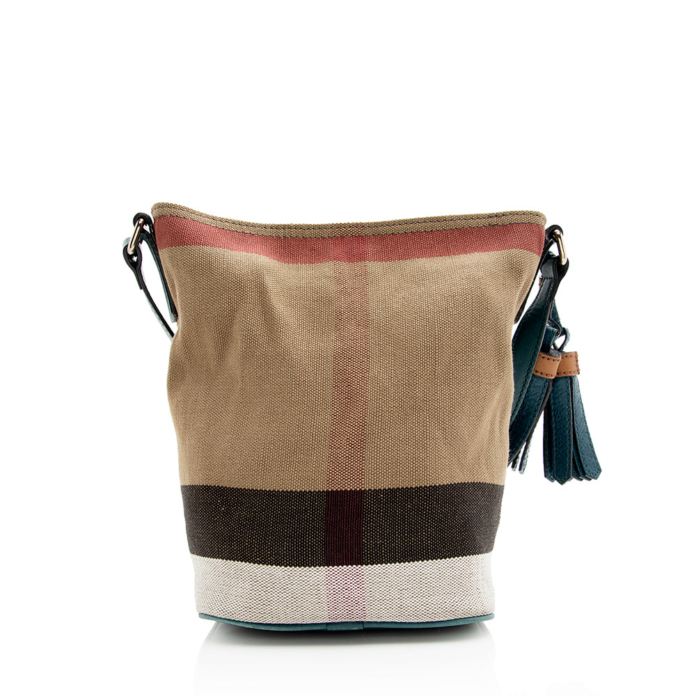 Burberry Canvas Check Ashby Mini Hobo (SHF-20462)