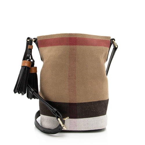 Burberry Canvas Check Ashby Mini Hobo (SHF-23360)