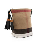 Burberry Canvas Check Ashby Mini Hobo (SHF-23360)