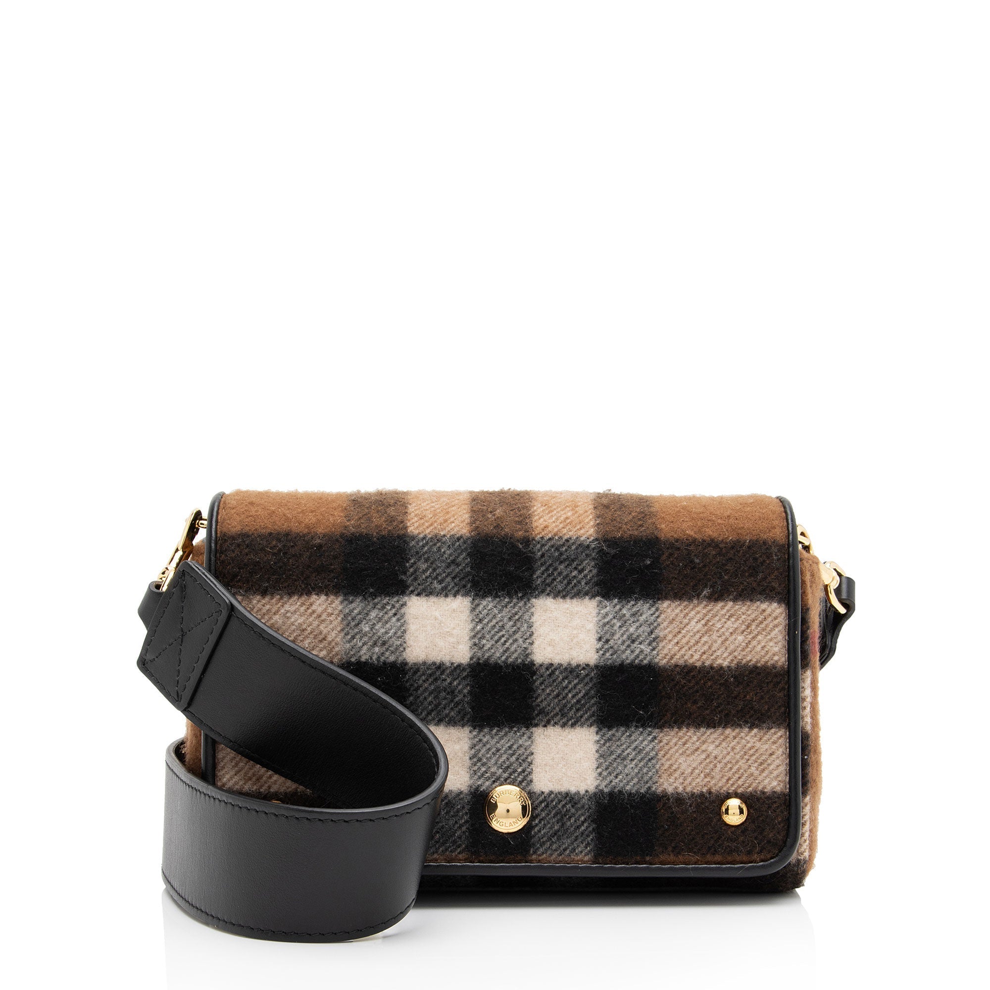 Burberry Cashmere Hackberry Check Note Bag (SHF-mhujpt)