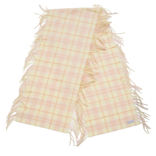 Burberry Cashmere Vintage Check Fringed Scarf (SHF-FK1tlm)