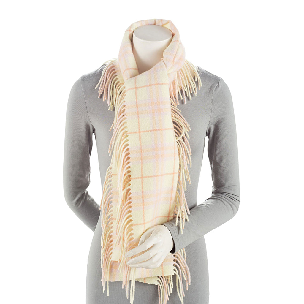 Burberry Cashmere Vintage Check Fringed Scarf (SHF-0ggWkI)