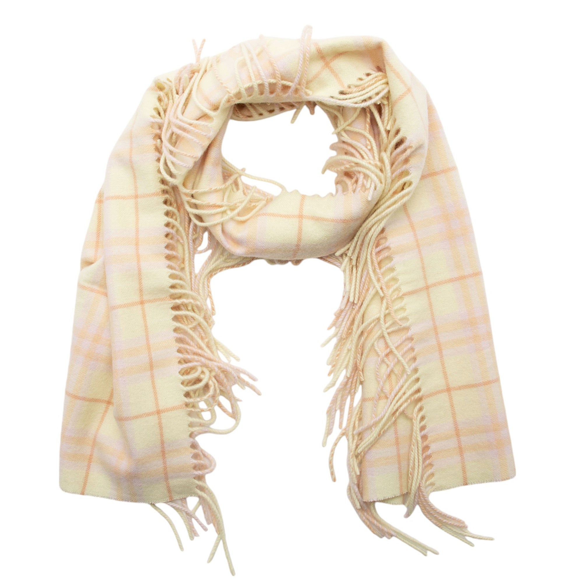 Burberry Cashmere Vintage Check Fringed Scarf (SHF-0ggWkI)