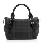 Burberry Charcoal Check Perforated Leather Ellers Large Satchel (SHF-23248)