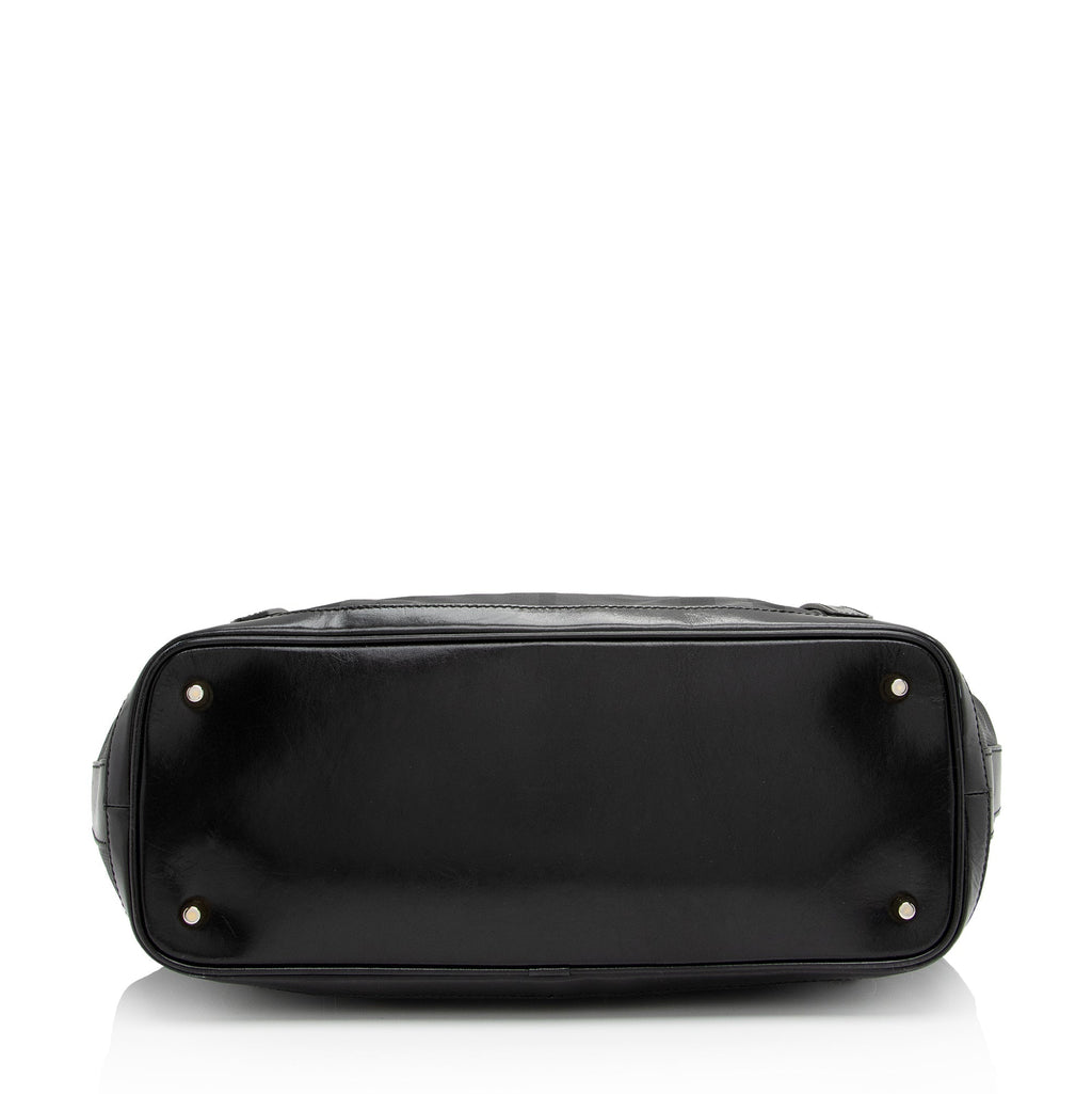 Burberry Charcoal Check Perforated Leather Ellers Large Satchel (SHF-23248)