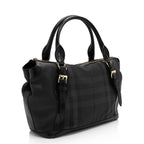 Burberry Charcoal Check Perforated Leather Ellers Large Satchel (SHF-23248)