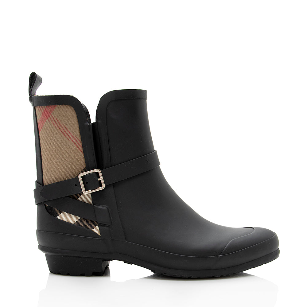Burberry House Check Rubber Ankle Boots - Size 7 / 37 (SHF-18659)