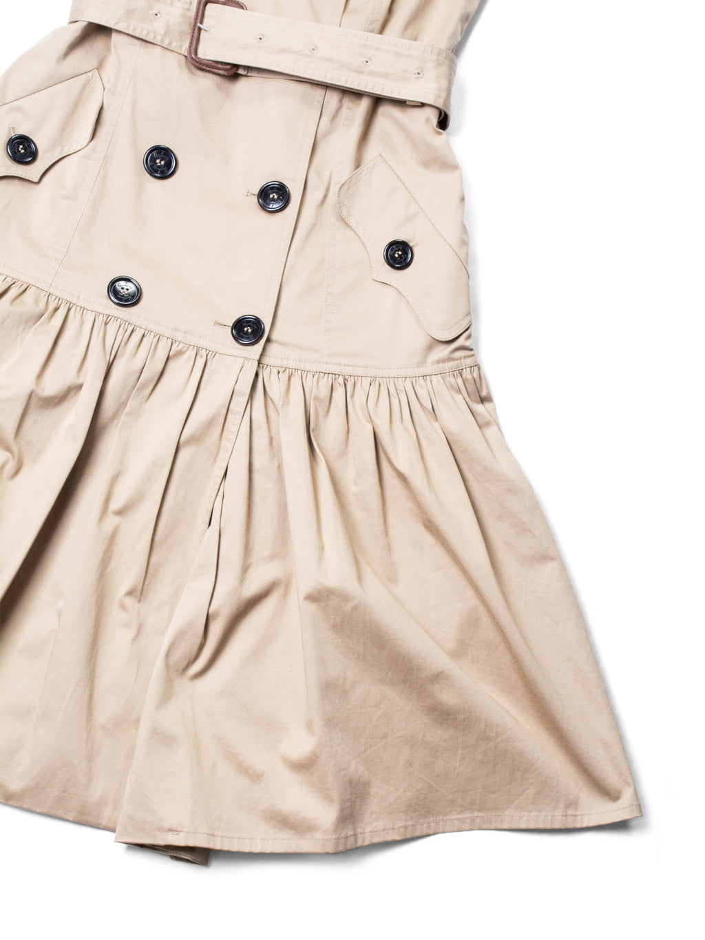 Burberry Cotton Belted Trench A-line Dress Beige