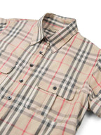 Burberry Cotton Logo Nova Check Button Up Shirt Beige