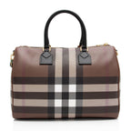 Burberry E-Canvas House Check Medium Bowling Bag (SHF-qWmn3K)