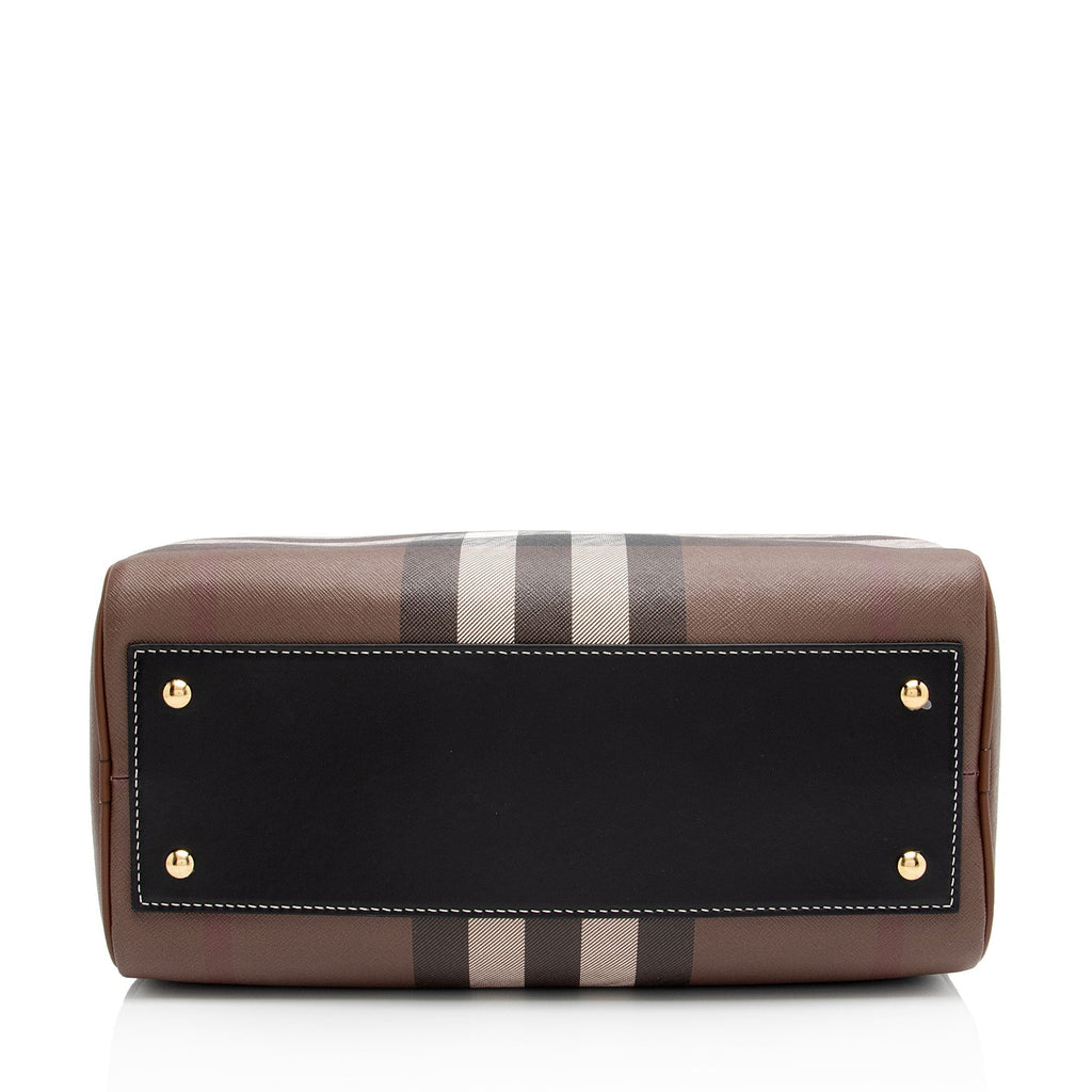 Burberry E-Canvas House Check Medium Bowling Bag (SHF-qWmn3K)