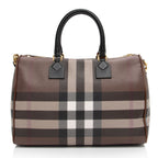Burberry E-Canvas House Check Medium Bowling Bag (SHF-UWSlxx)