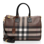 Burberry E-Canvas House Check Medium Bowling Bag (SHF-UWSlxx)