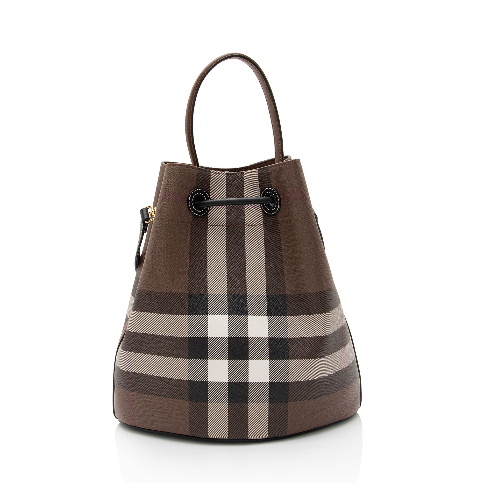 Burberry E-Canvas House Check Small Bucket Bag (SHF-p7mwDf)