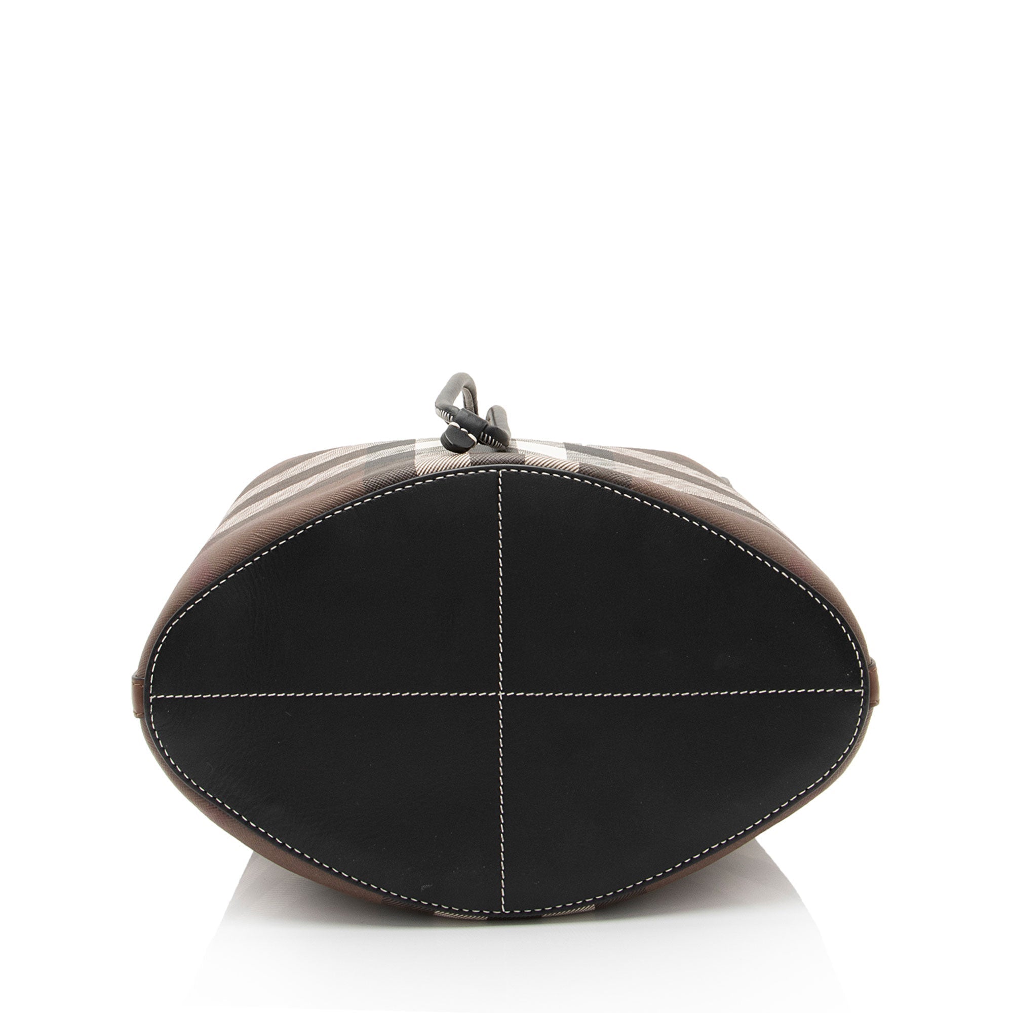 Burberry E-Canvas House Check Small Bucket Bag (SHF-p7mwDf)