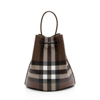 Burberry E-Canvas House Check Small Bucket Bag (SHF-l7XbX4)