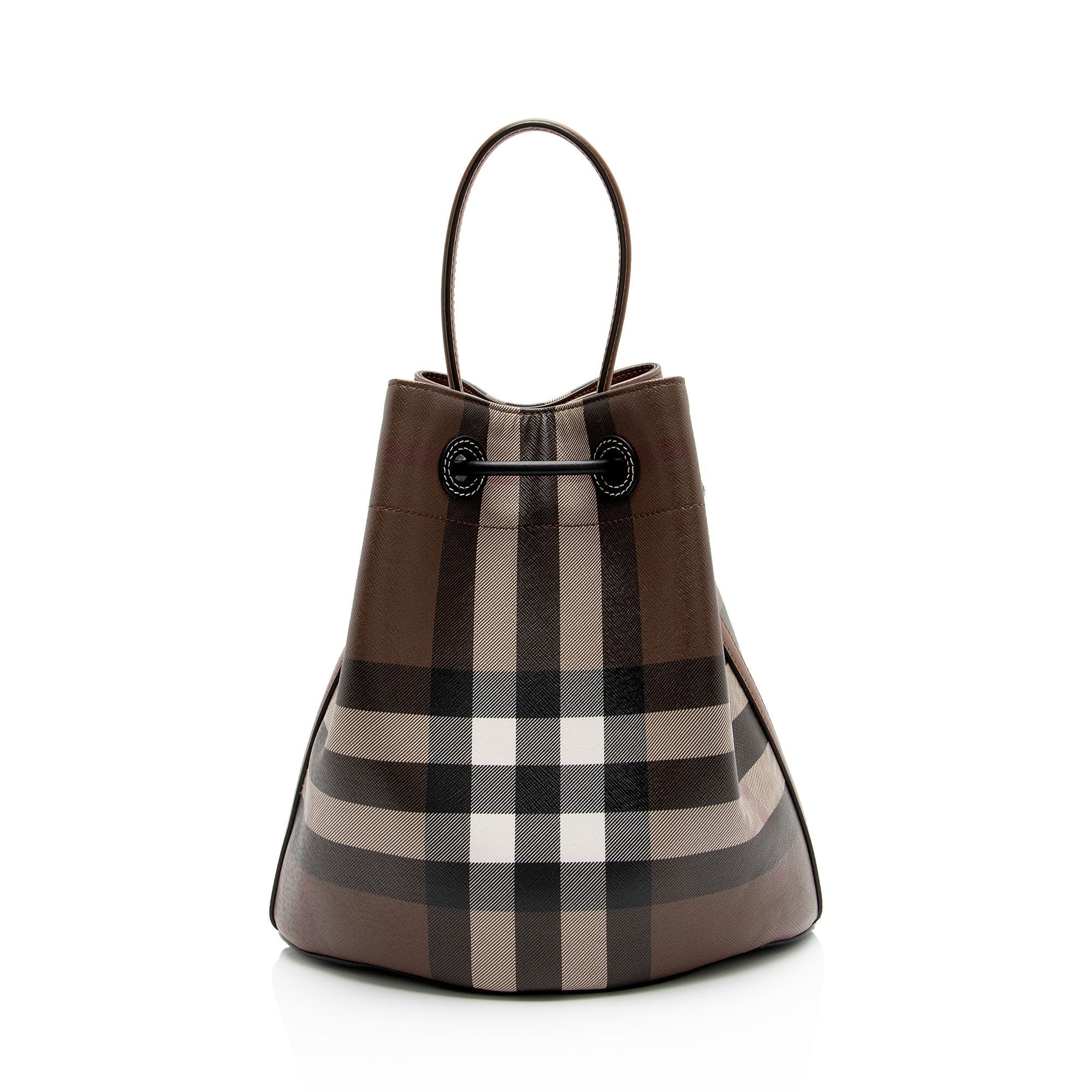 Burberry E-Canvas House Check Small Bucket Bag (SHF-l7XbX4)