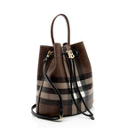 Burberry E-Canvas House Check Small Bucket Bag (SHF-l7XbX4)