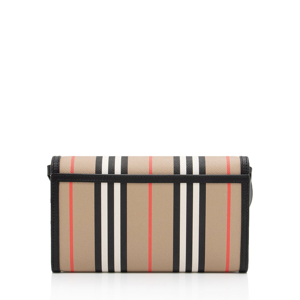 Burberry E-Canvas Icon Stripe Hannah Wallet on Strap (SHF-T6fpoo)