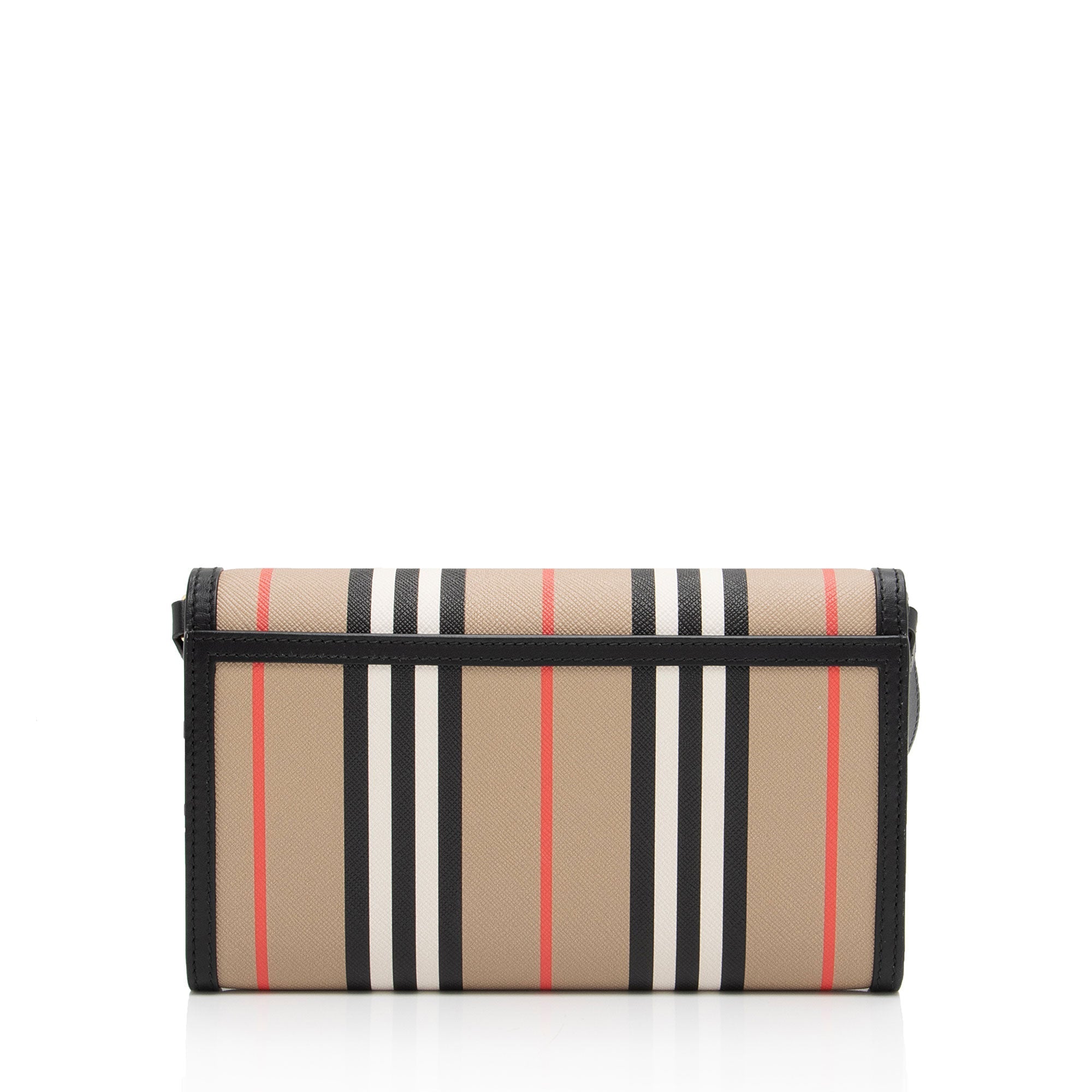 Burberry E-Canvas Icon Stripe Hannah Wallet on Strap (SHF-T6fpoo)