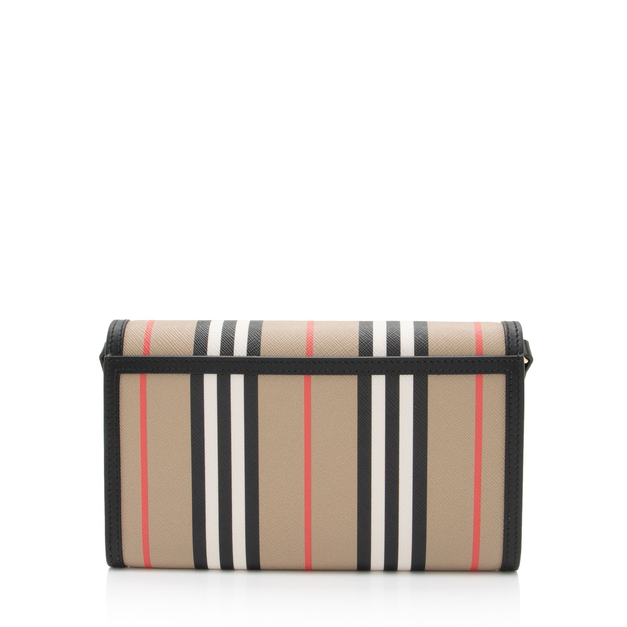 Burberry E-Canvas Icon Stripe Hannah Wallet on Strap (SHF-CZ3TIN)
