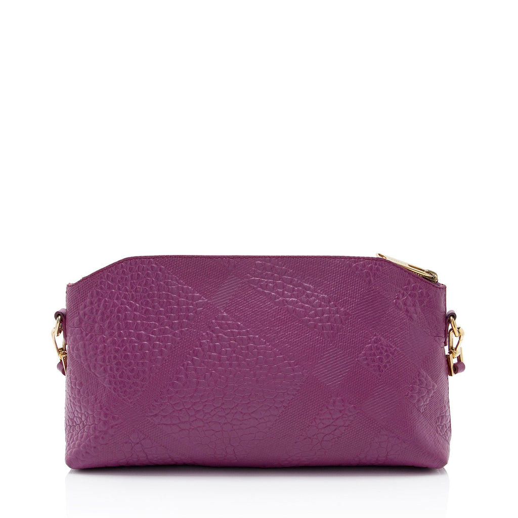 Burberry Embossed Leather Check Peyton Crossbody (SHF-f9T6WN)