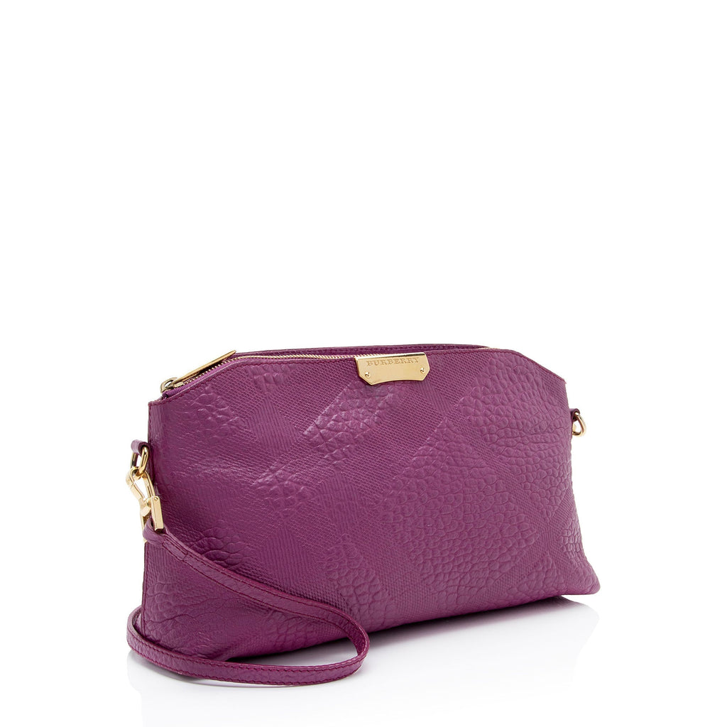 Burberry Embossed Leather Check Peyton Crossbody (SHF-f9T6WN)