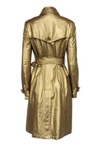 Burberry - Gold Shimmery Double Breasted Trench Coat w/ Belt Sz 8