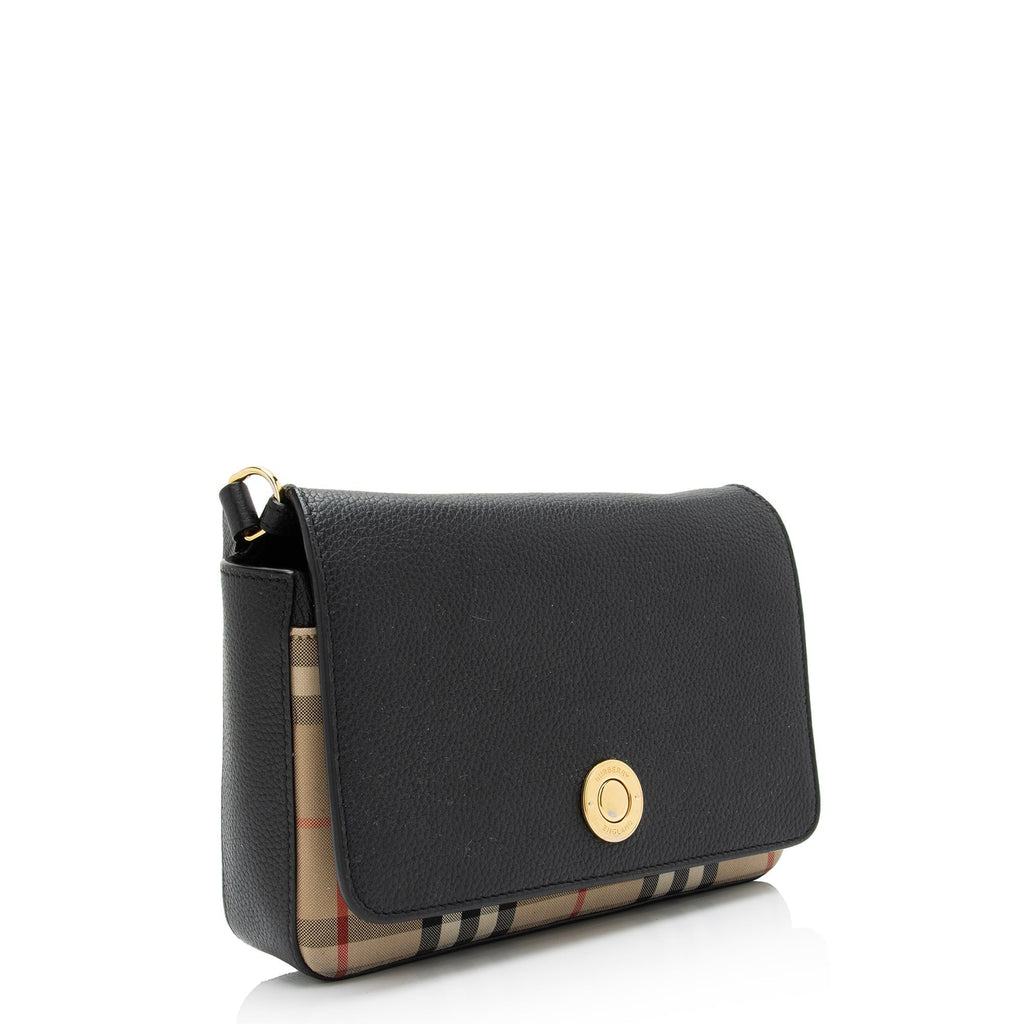Burberry Grainy Calfskin Vintage Check Hampshire Crossbody Bag (SHF-LGcYMb)