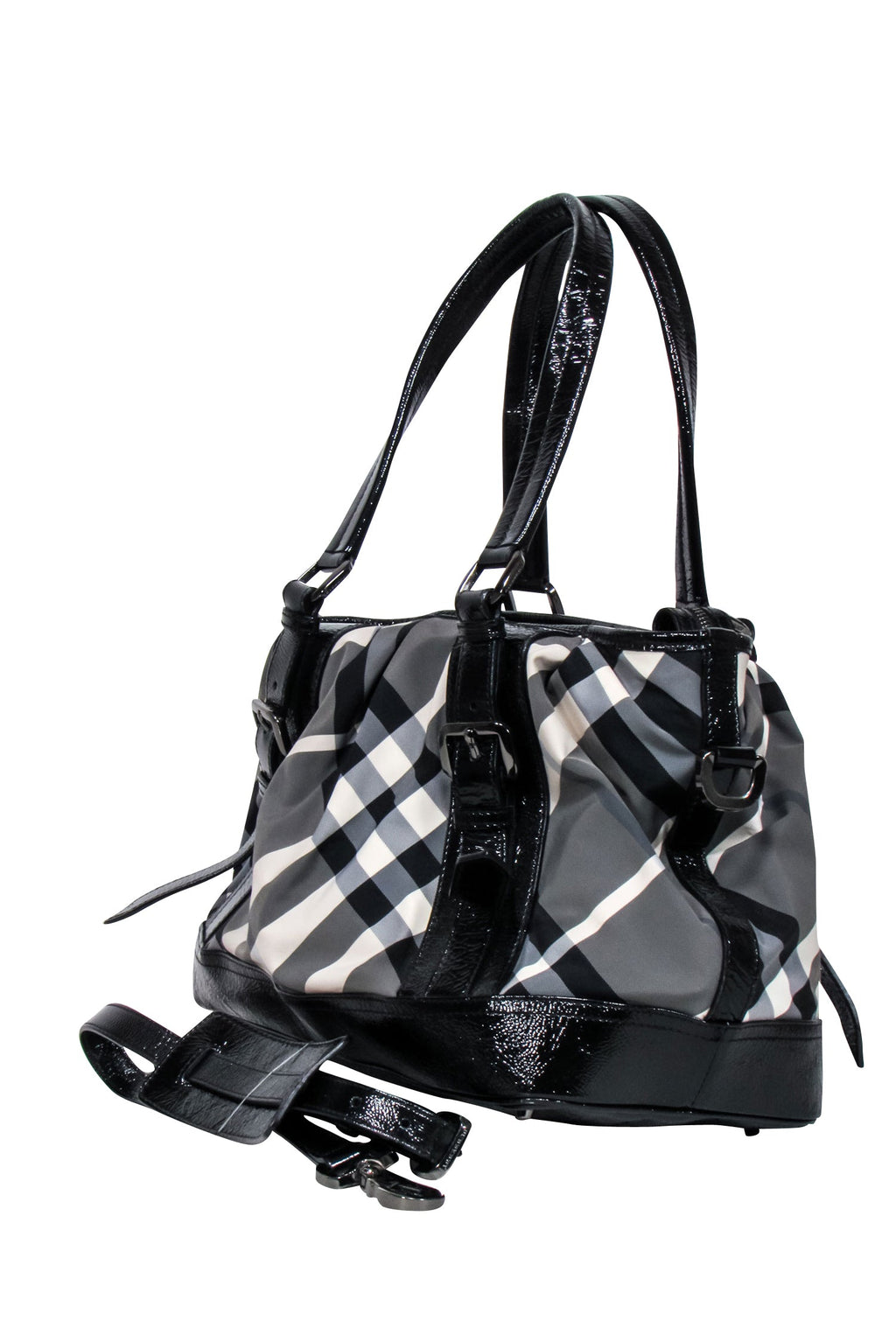 Burberry - Grey, Black, & Cream Plaid Shoulder Bag