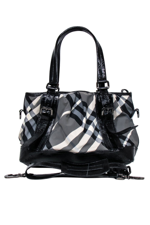 Burberry - Grey, Black, & Cream Plaid Shoulder Bag
