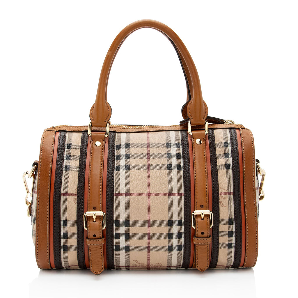 Burberry Haymarket Check Alchester Buckle Medium Bowling Bag (SHF-JHqu0h)