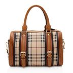 Burberry Haymarket Check Alchester Buckle Medium Bowling Bag (SHF-JHqu0h)