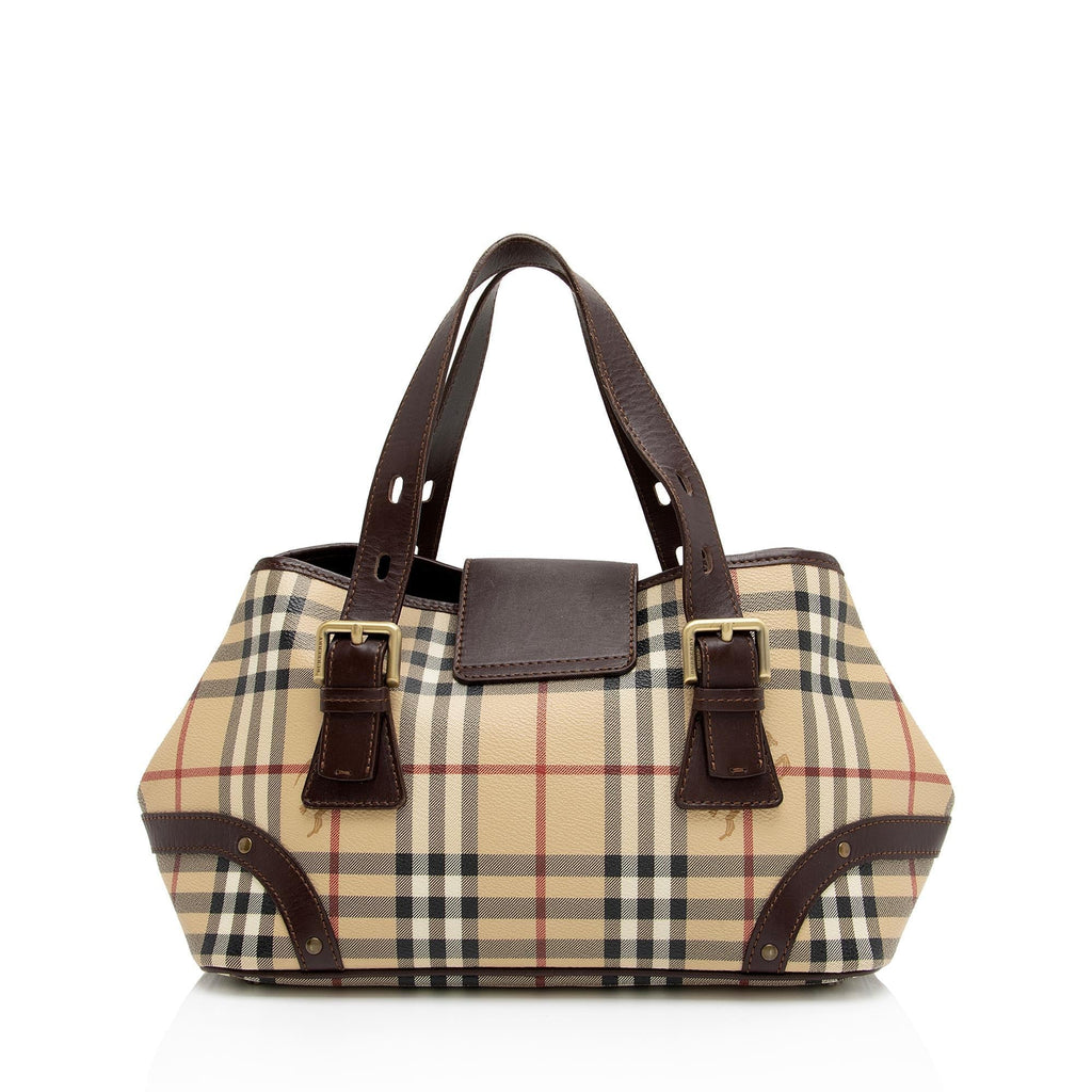 Burberry Haymarket Check Buckle Satchel (SHF-zrbH5J)