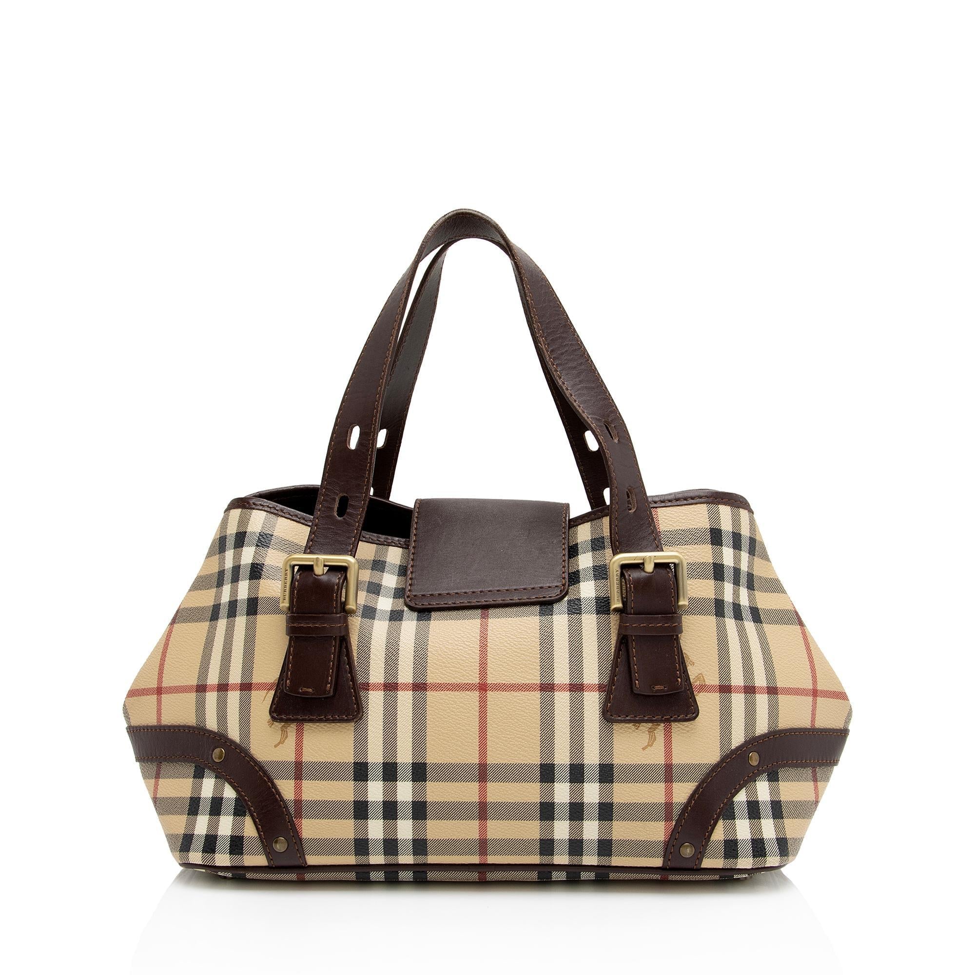 Burberry Haymarket Check Buckle Satchel (SHF-zrbH5J)