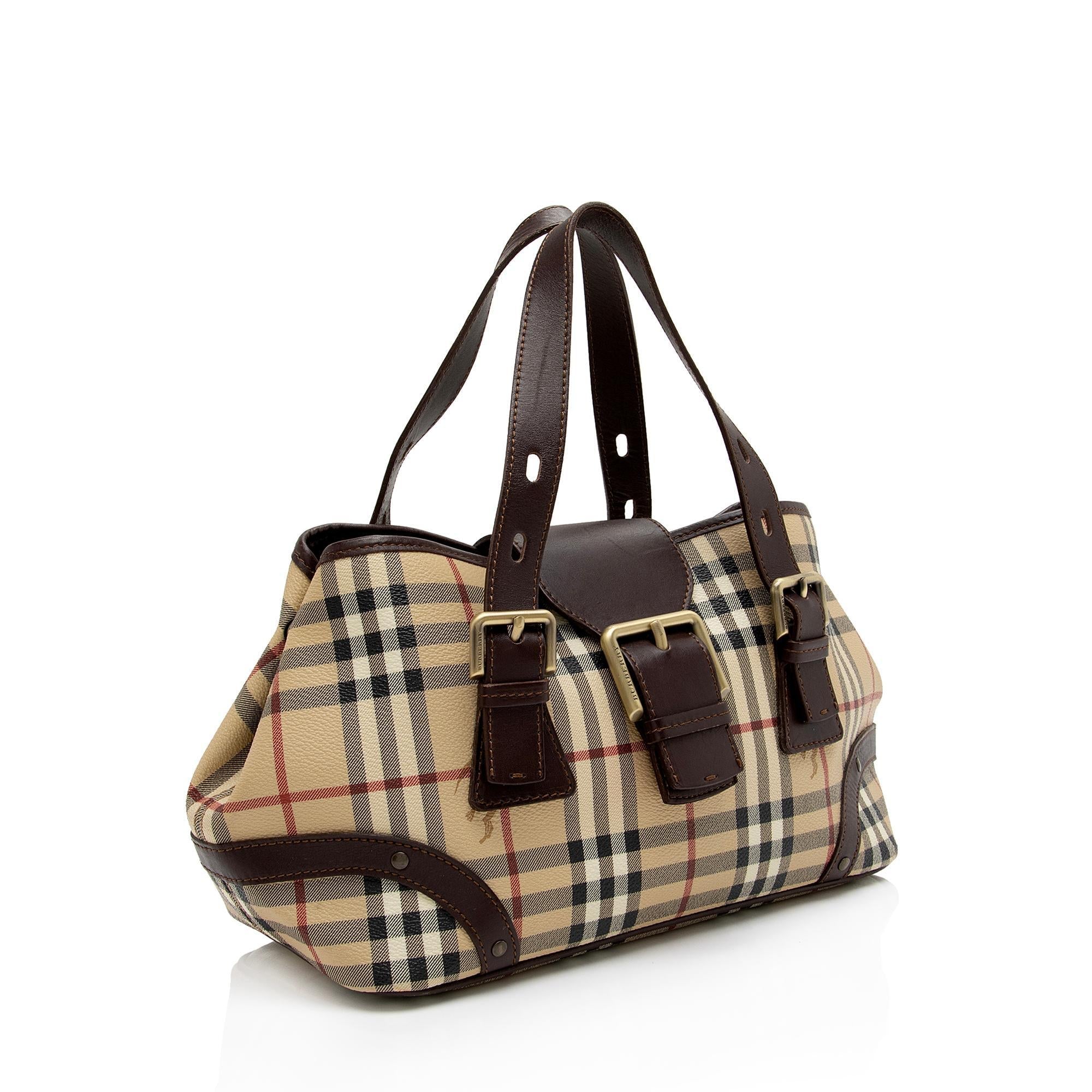 Burberry Haymarket Check Buckle Satchel (SHF-zrbH5J)